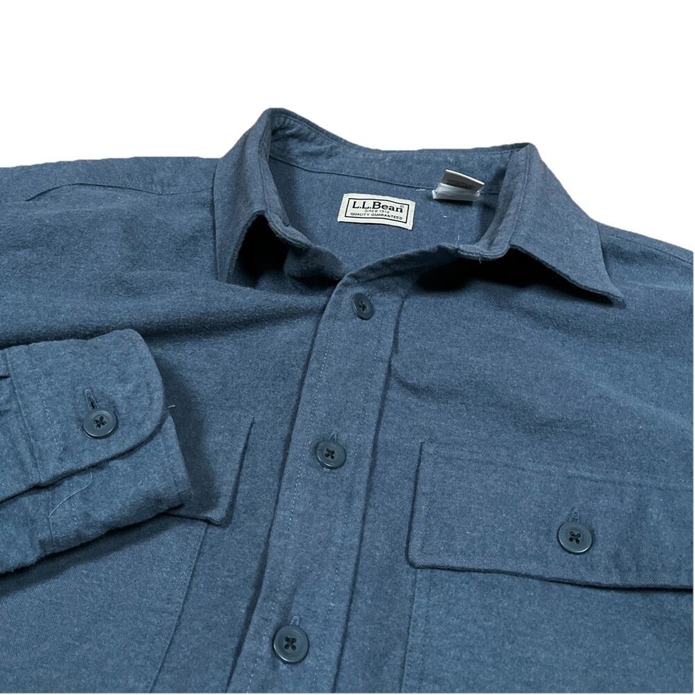 LL Bean Shirt Mens Medium Blue Flannel Chamois Cloth Shirt Cabincore Shacket